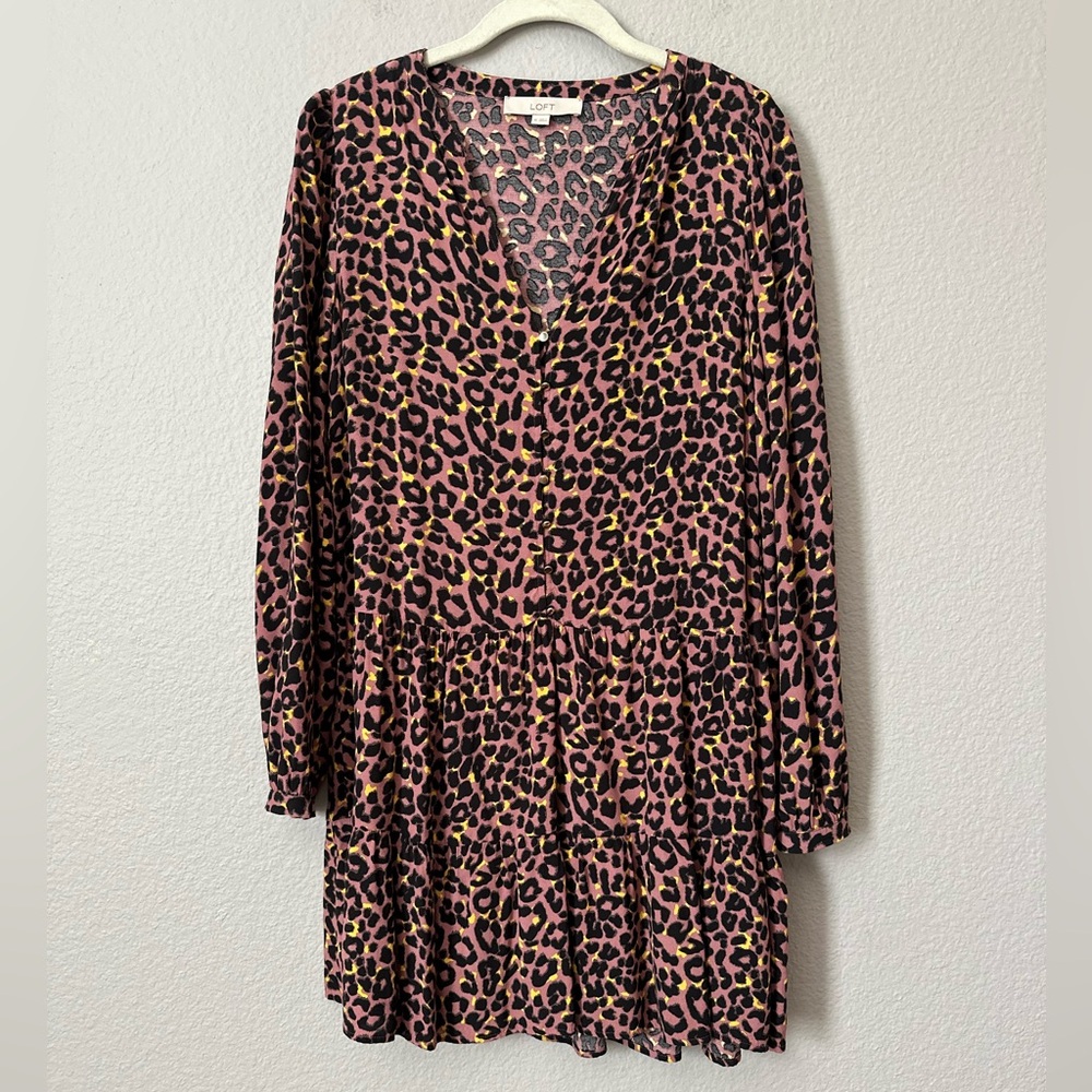 Loft Tiered Leopard Mini Dress